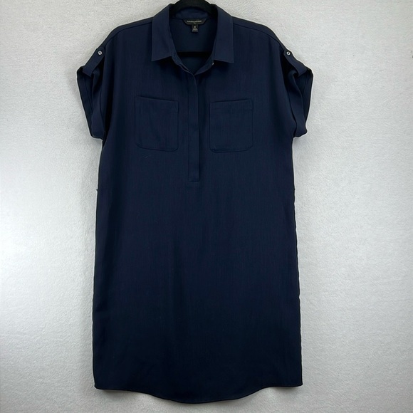 Banana Republic Shift Dress Women’s Size M Blue 1/3 Front Hidden Button Front - Picture 1 of 10